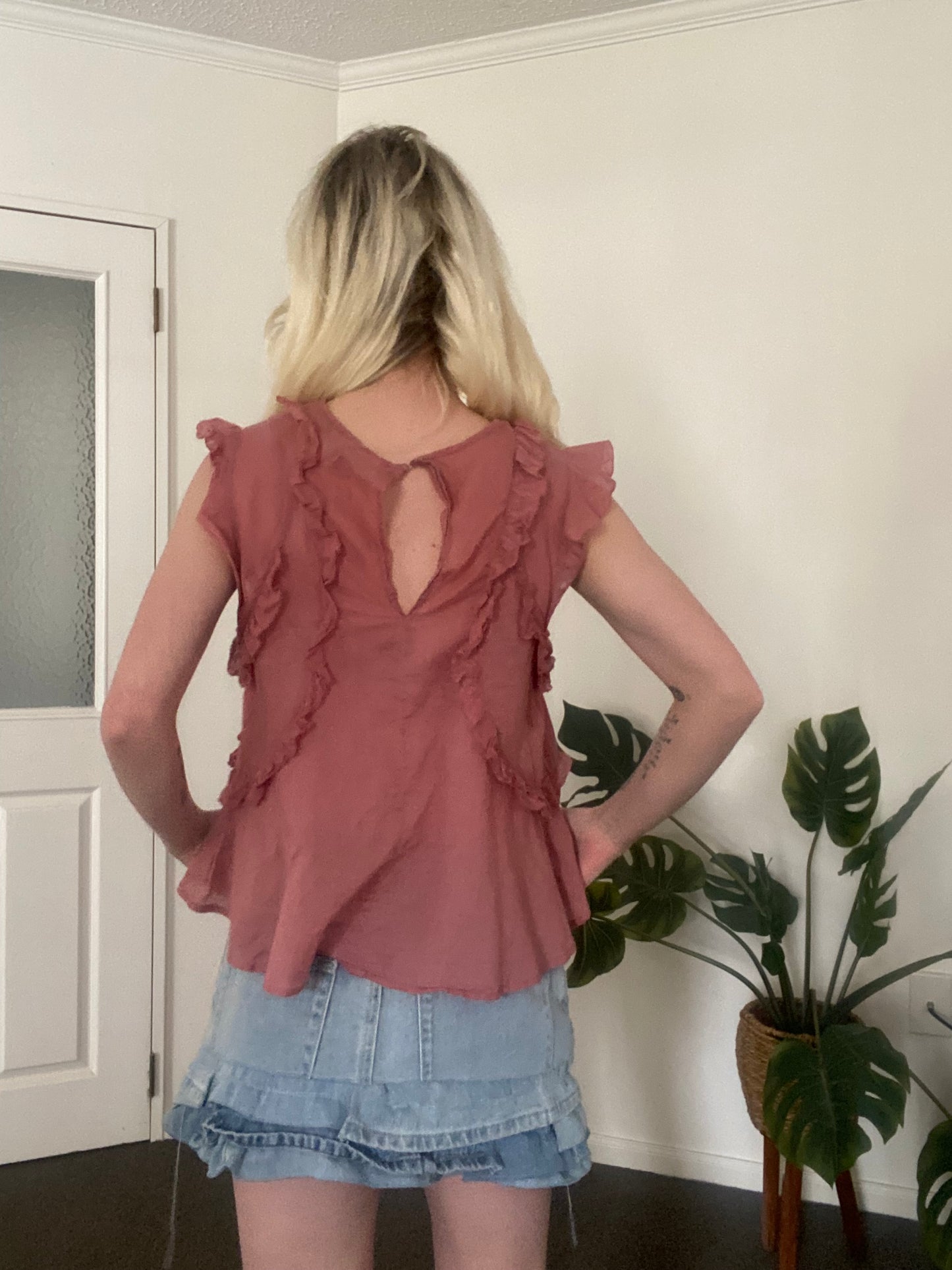 Cute blush pink frill top