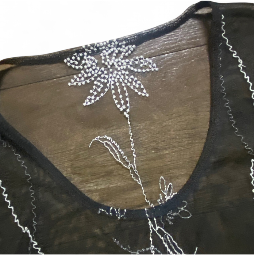Vintage 90s style mesh embroidered Top