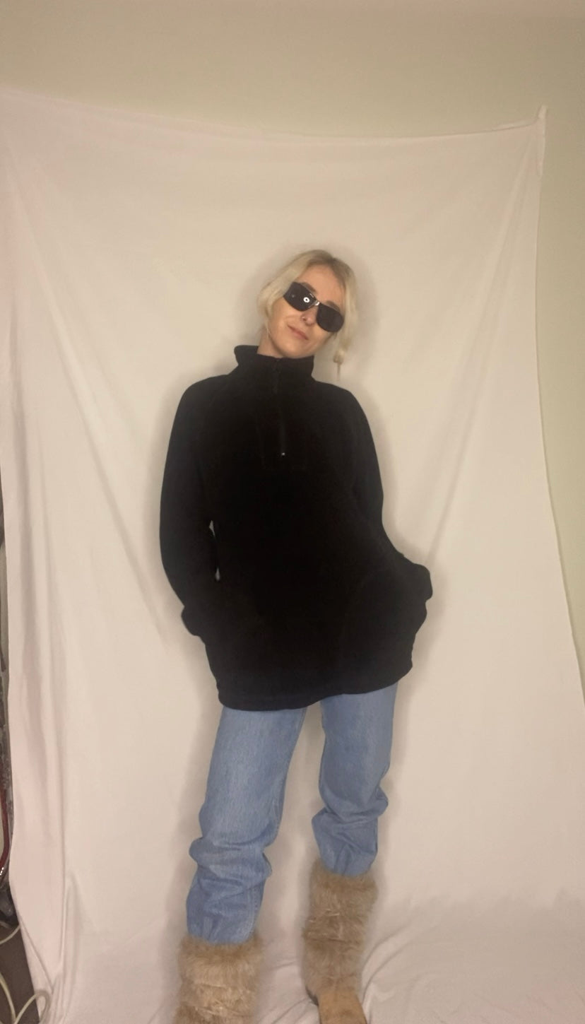 Vintage Black Zip Up Fleece Jumper