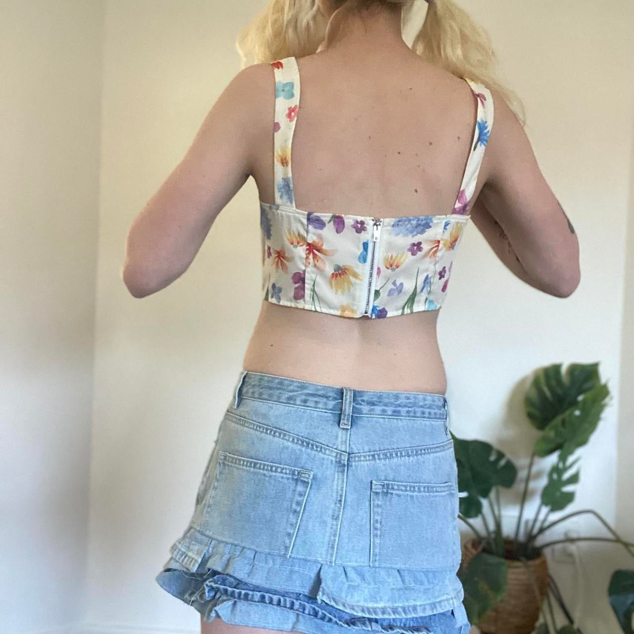 Cute cropped cream Floral corset top