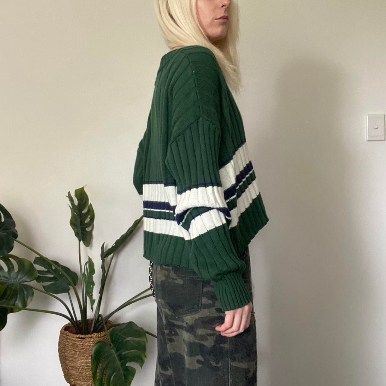 Green and white Striped jumper