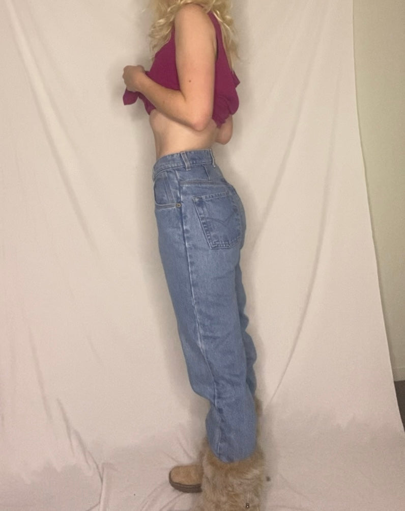 Vintage Zagato High-waisted, straight-leg blue denim jeans