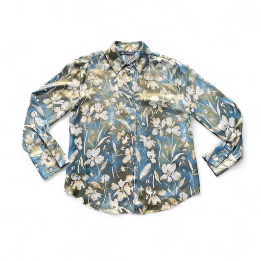 Blue & Gold Textured floral shirt