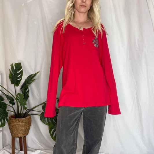 Vintage Red Harley Davidson Henley Longsleeve ❤️