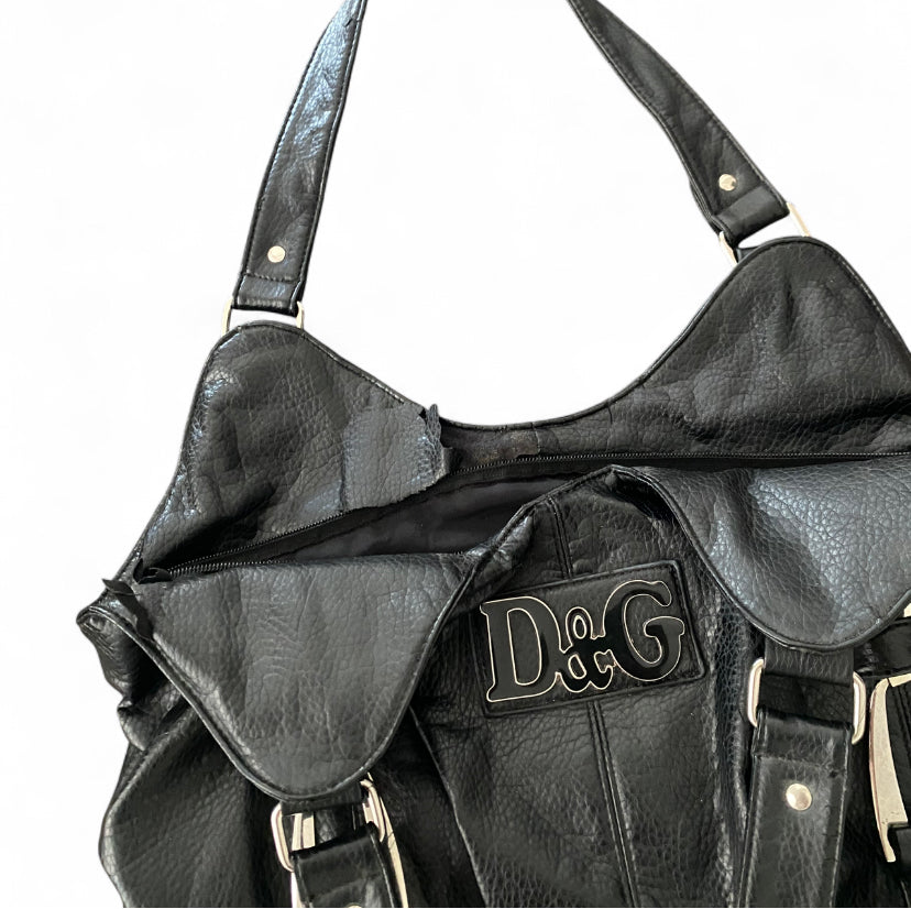 Y2K chunky leather Dolce & Gabbana bootleg shoulder bag