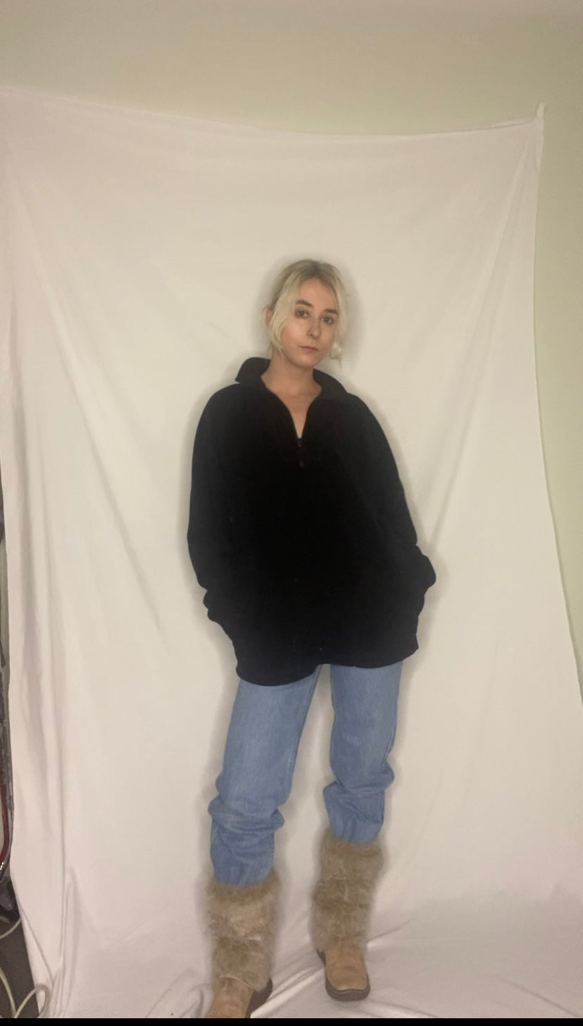 Vintage Black Zip Up Fleece Jumper