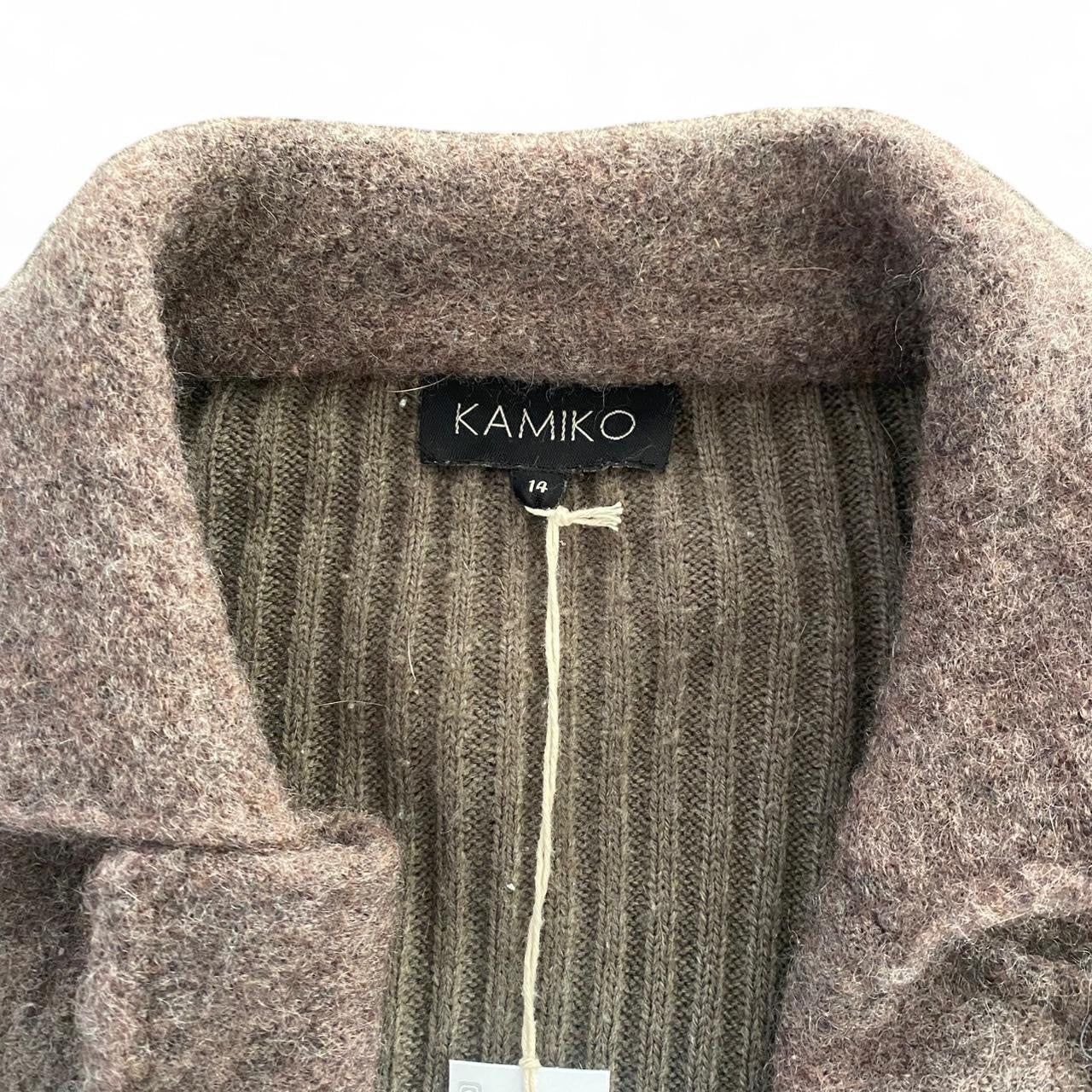 Brown felt/knit zip up Cardi
