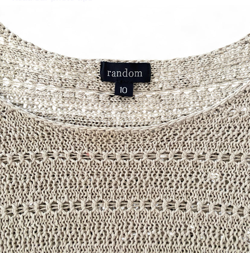 Fairy tan crochet sweater with fringe hem
