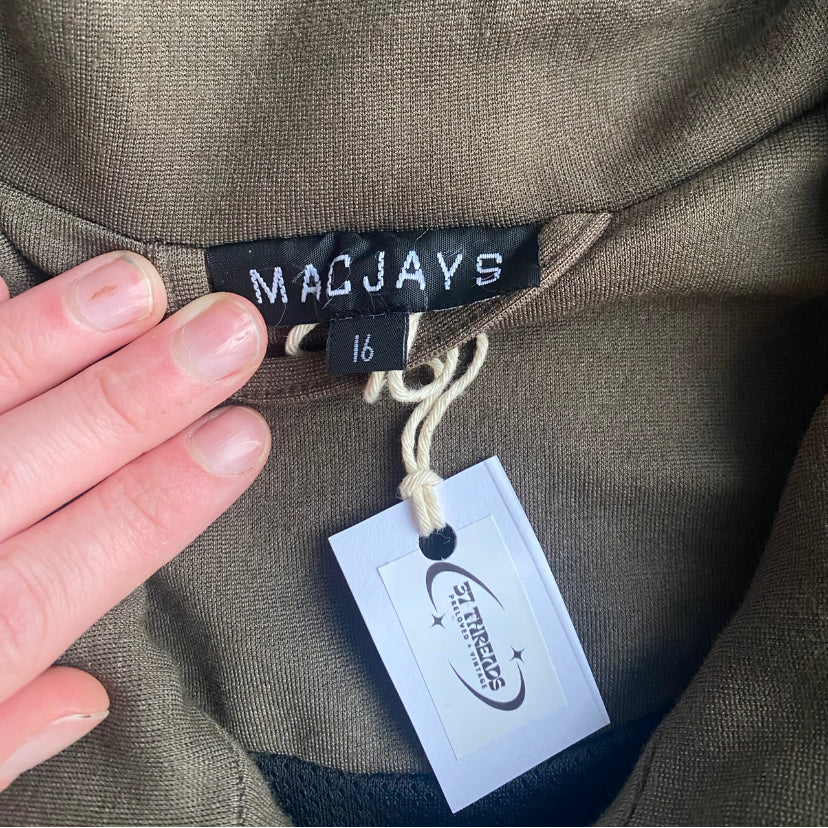 Khaki green vintage army girl zip up vest with pockets