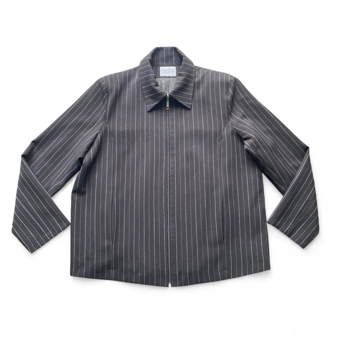 90s Style black and white pinstripe zip up jacket