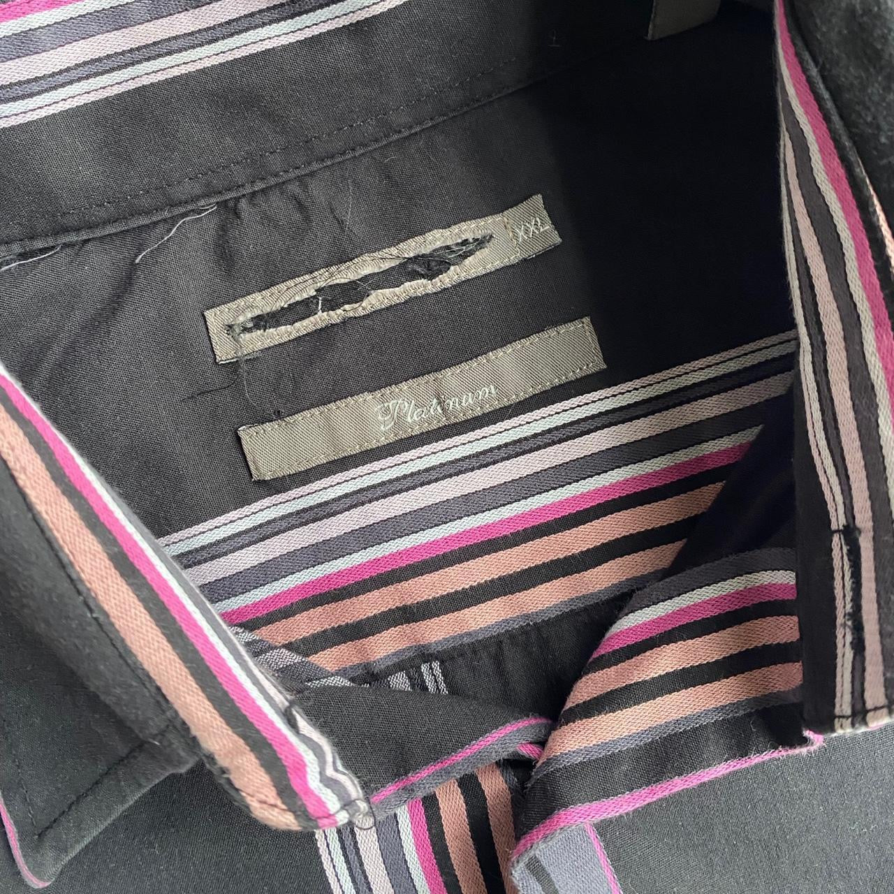 90s Grey and Pink Striped button up shirt