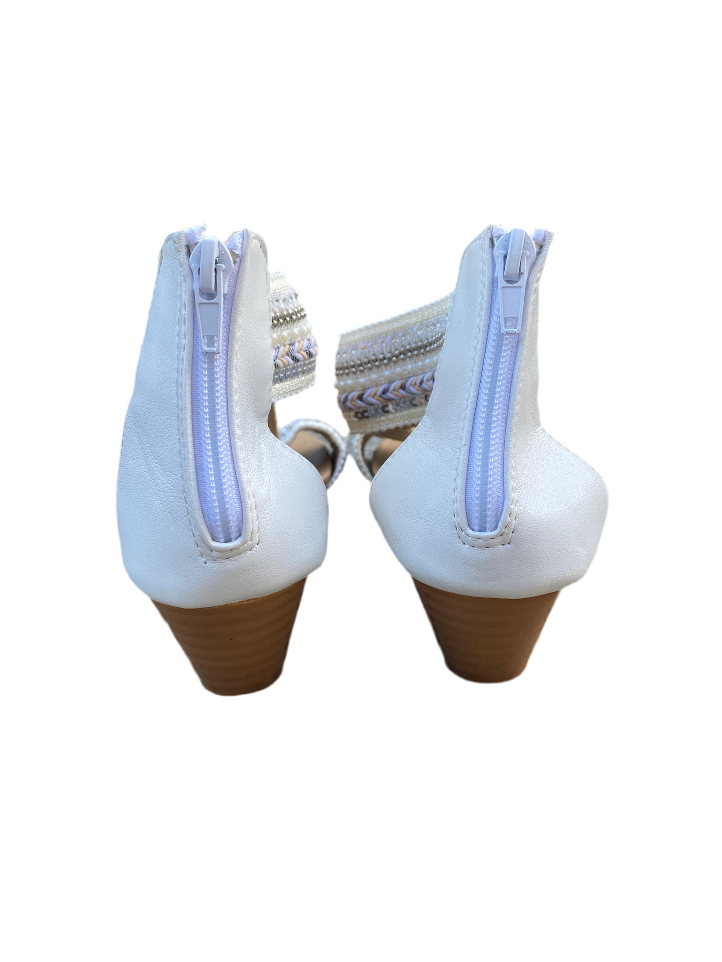 Stunning Y2K beaded white/tan Sandals