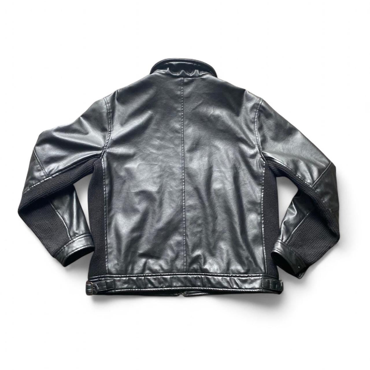 Y2K Black leather style biker bomber jacket