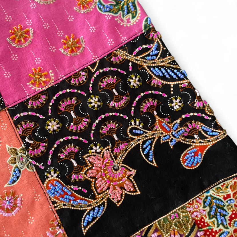 Amazing patchwork midi skirt with stunning beading 🩷