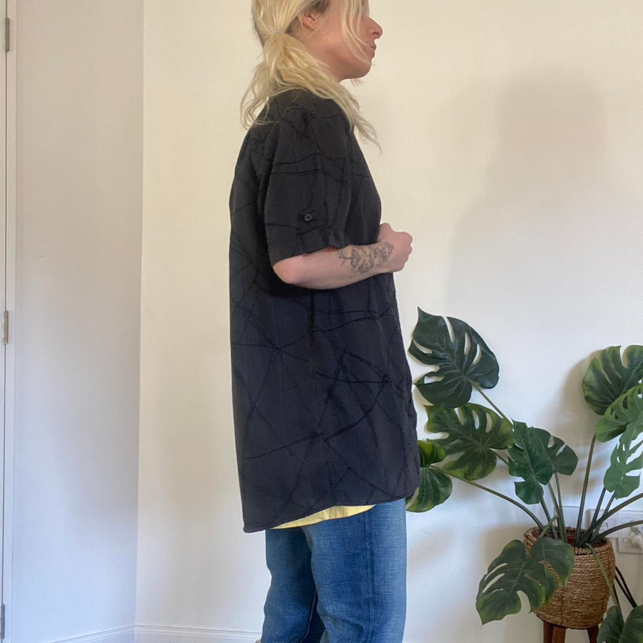 Y2K dark grey pinstripe button up shirt