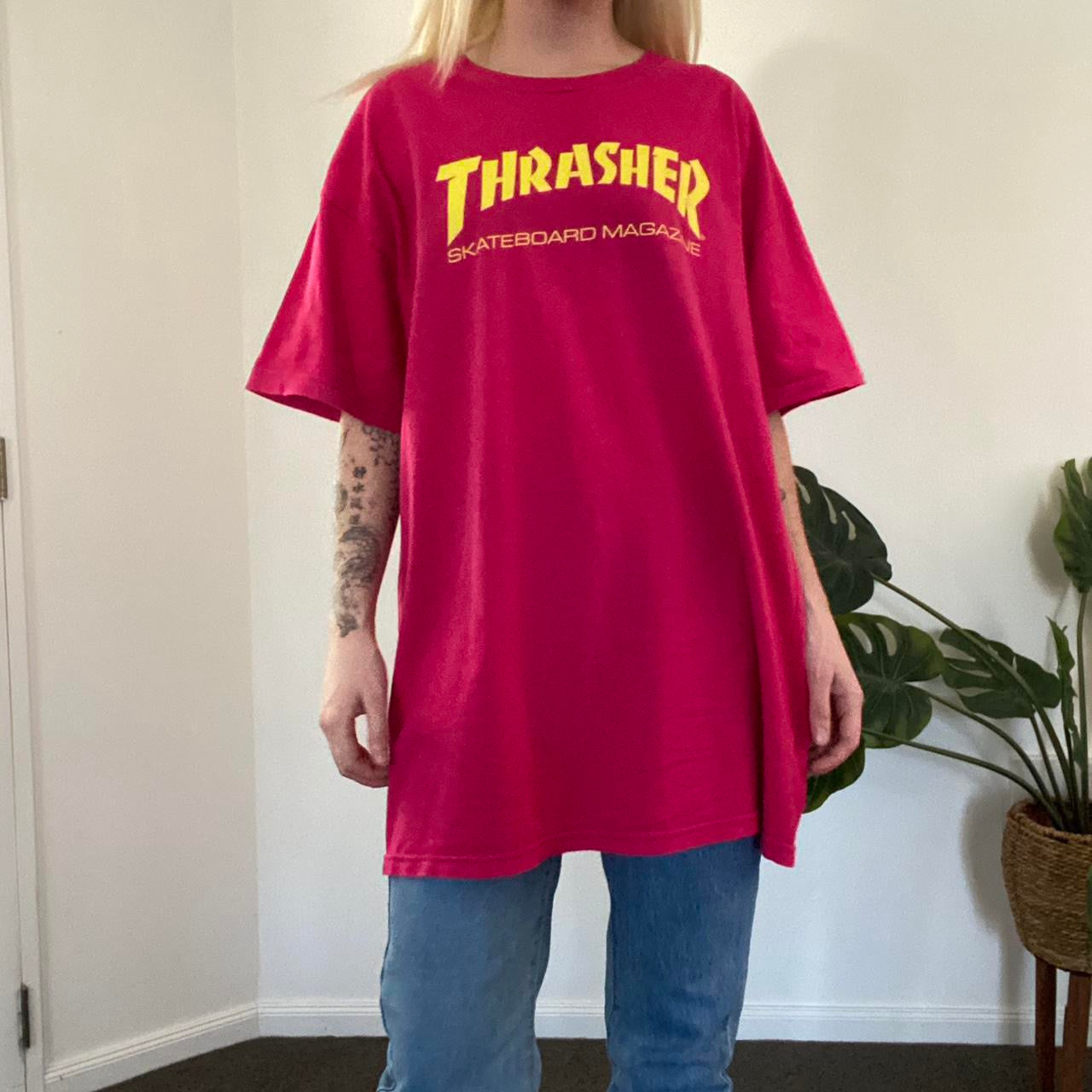 Thrasher pink and yellow tee
