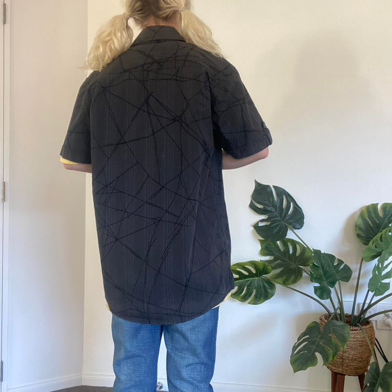 Y2K dark grey pinstripe button up shirt
