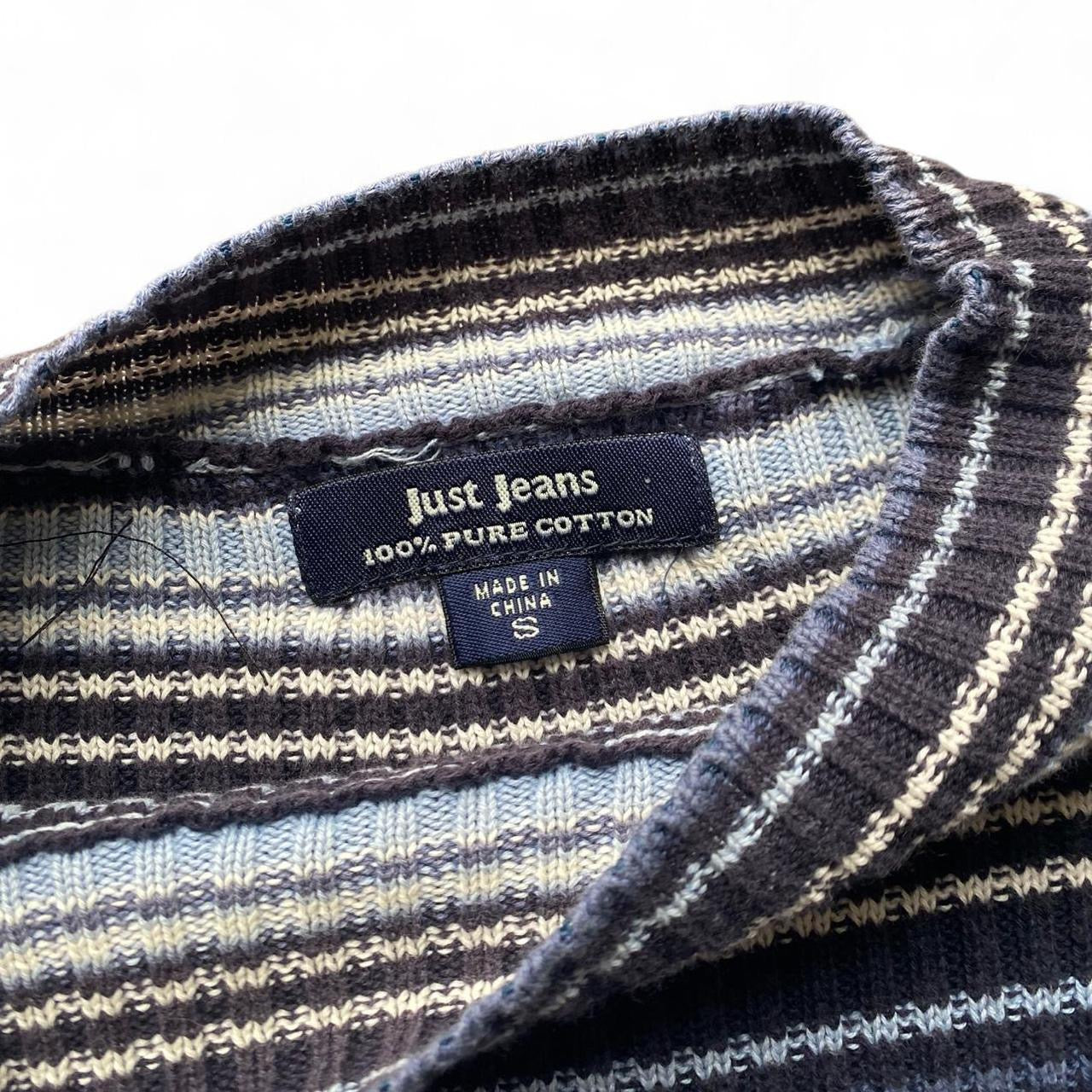 90s Vintage Blue striped Just Jeans knit top