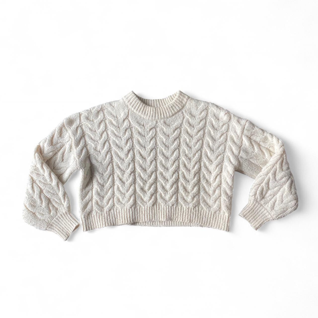 Chunky cropped cream knit sweater