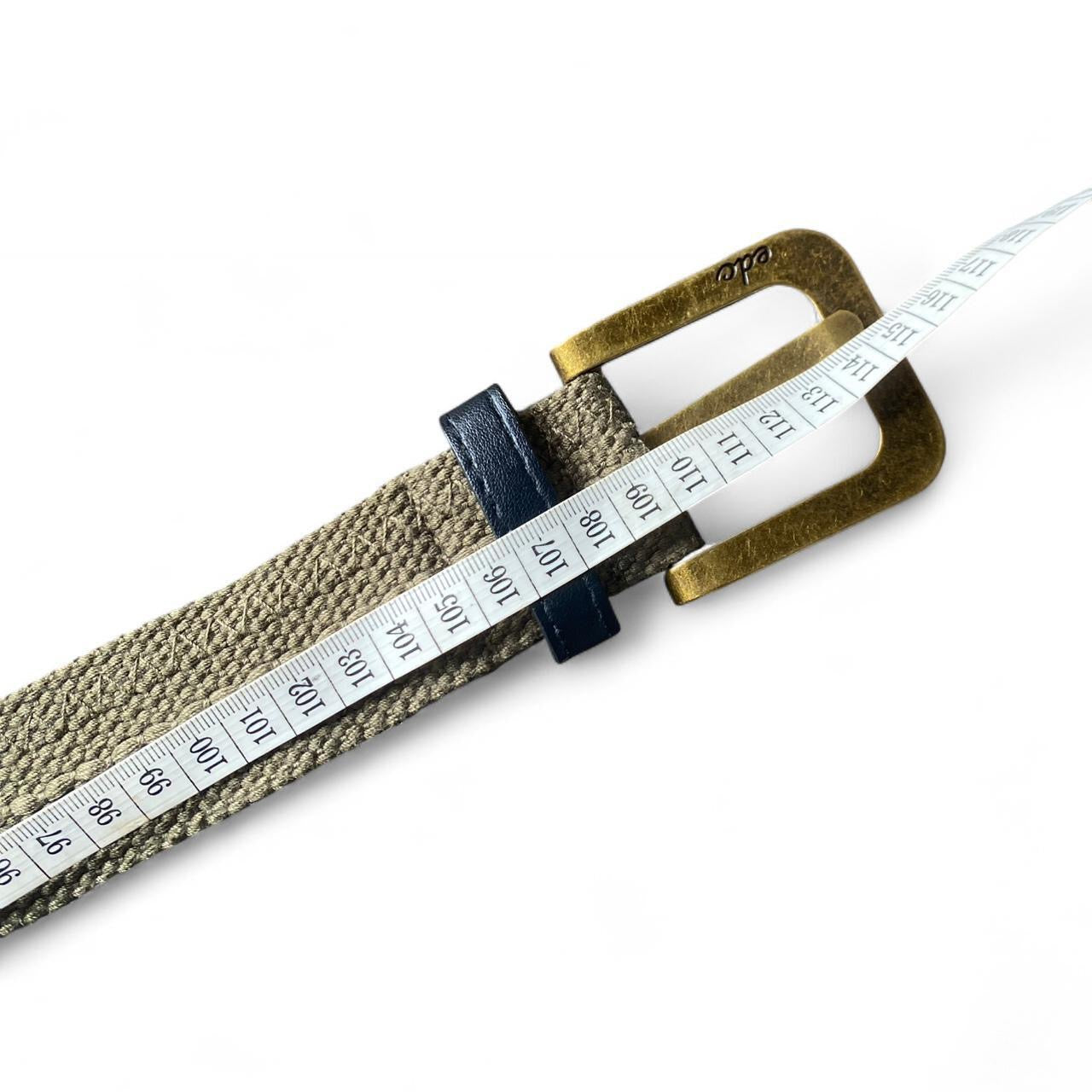Y2K EDC chunky khaki green army canvas belt with gold buckles