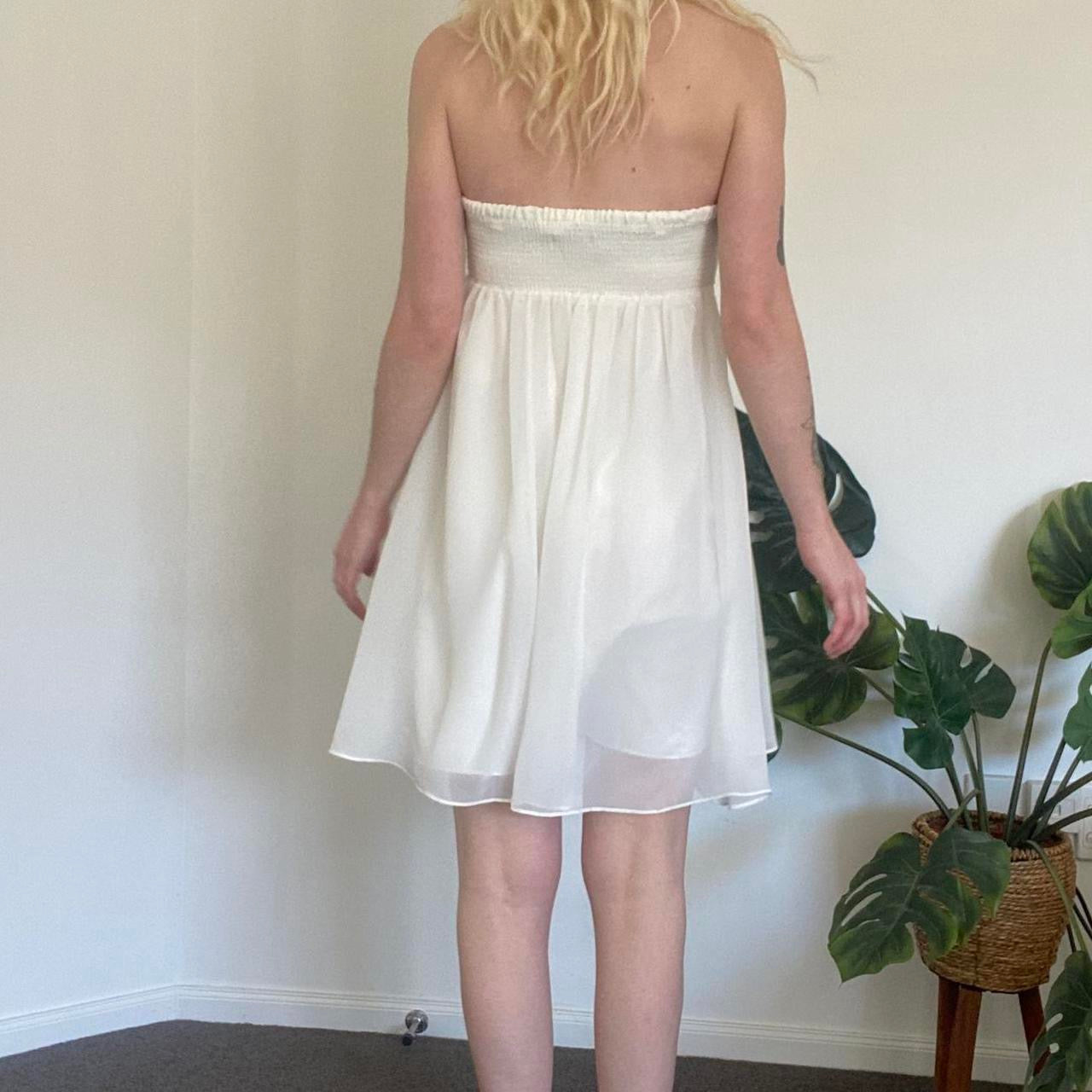 Cutest Y2K white strapless studded babydoll dress