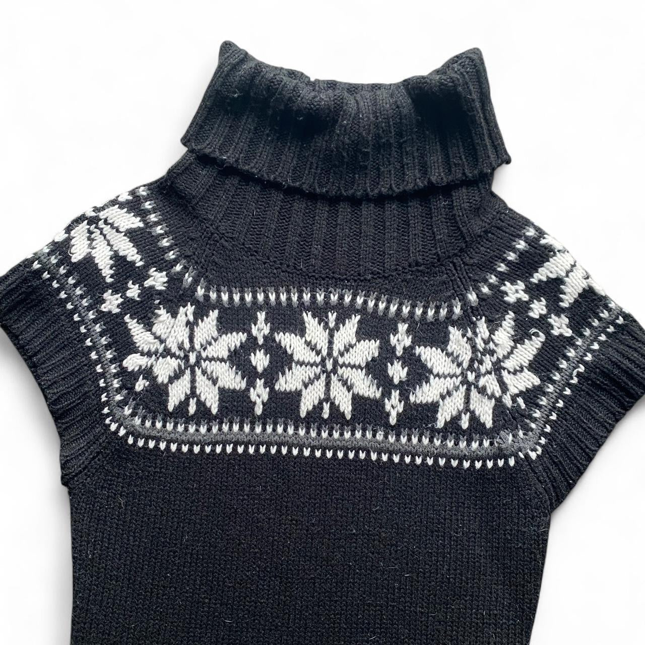 Black and white vintage knit turtleneck dress