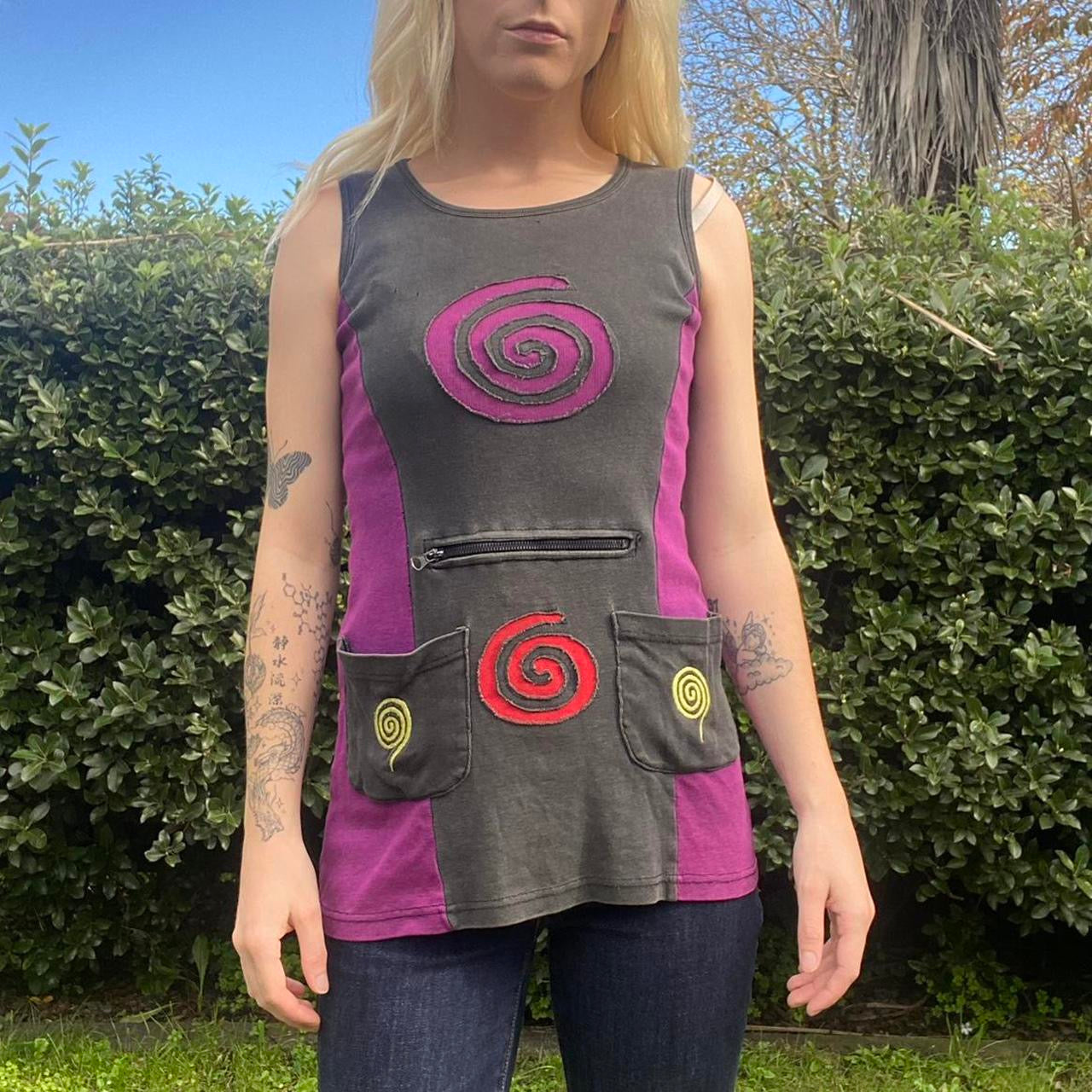 Funky Vintage Purple/black vest top