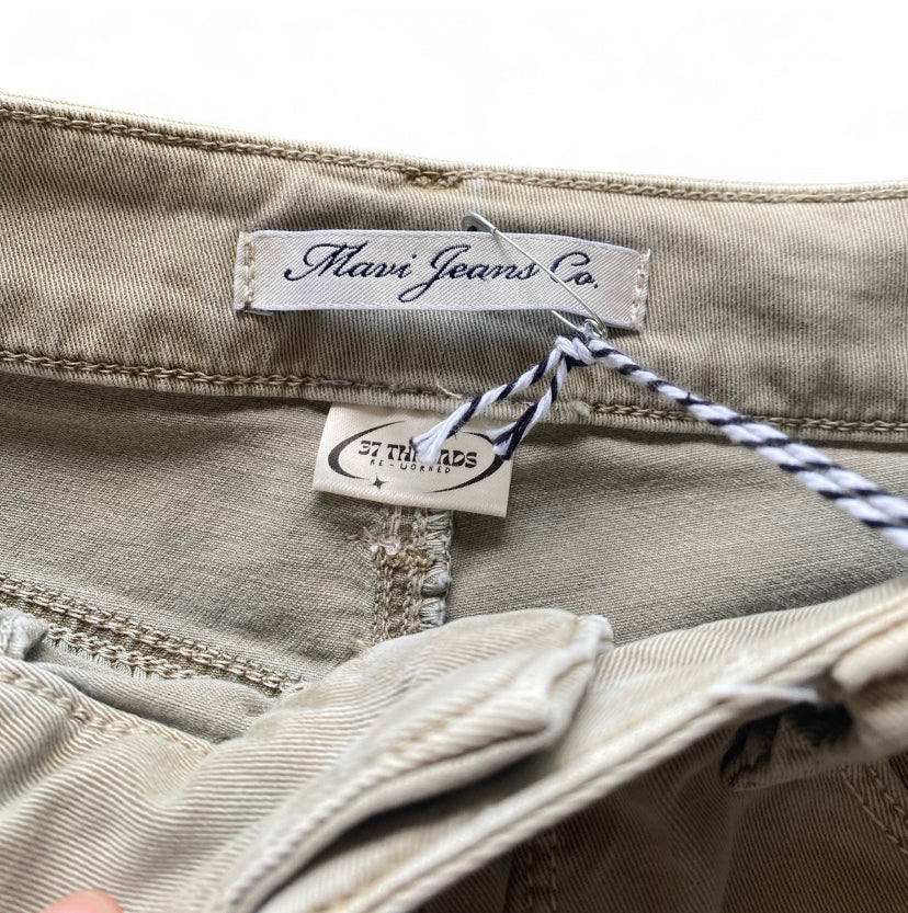 Reworked denim mini skirt with ruffles