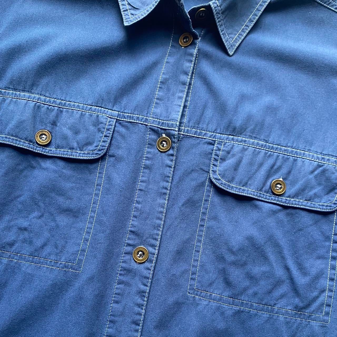 Blue denim style button up shirt
