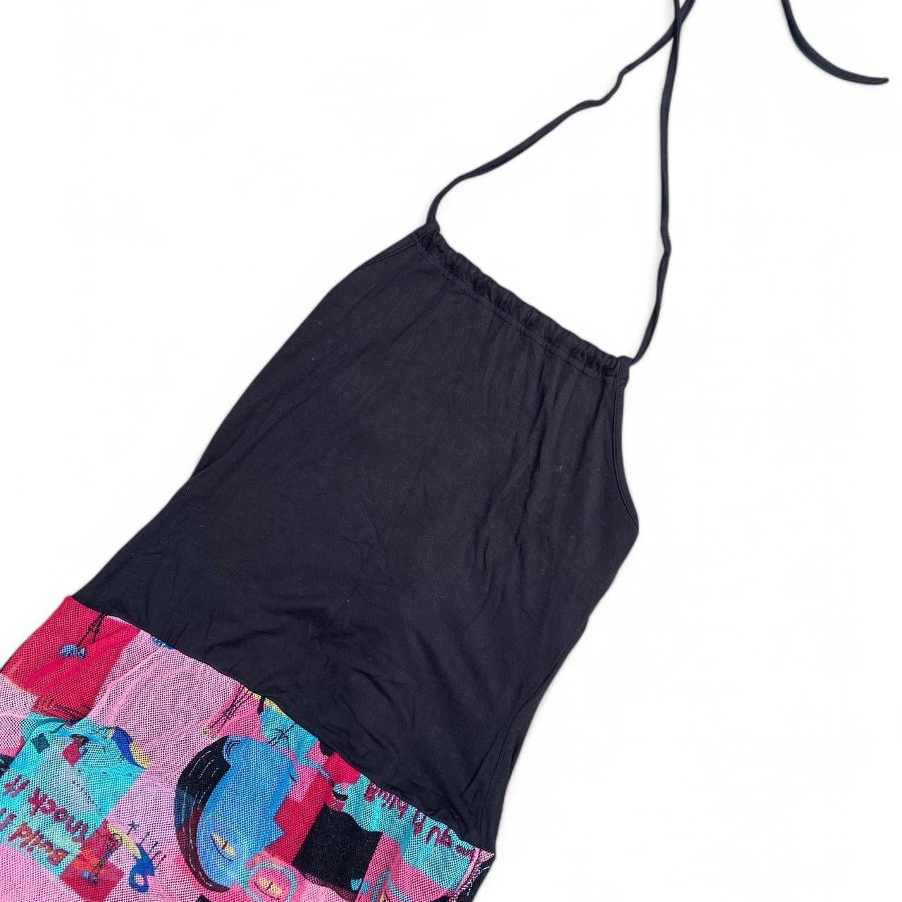 Vintage off the shoulder 90s print mesh layered top
