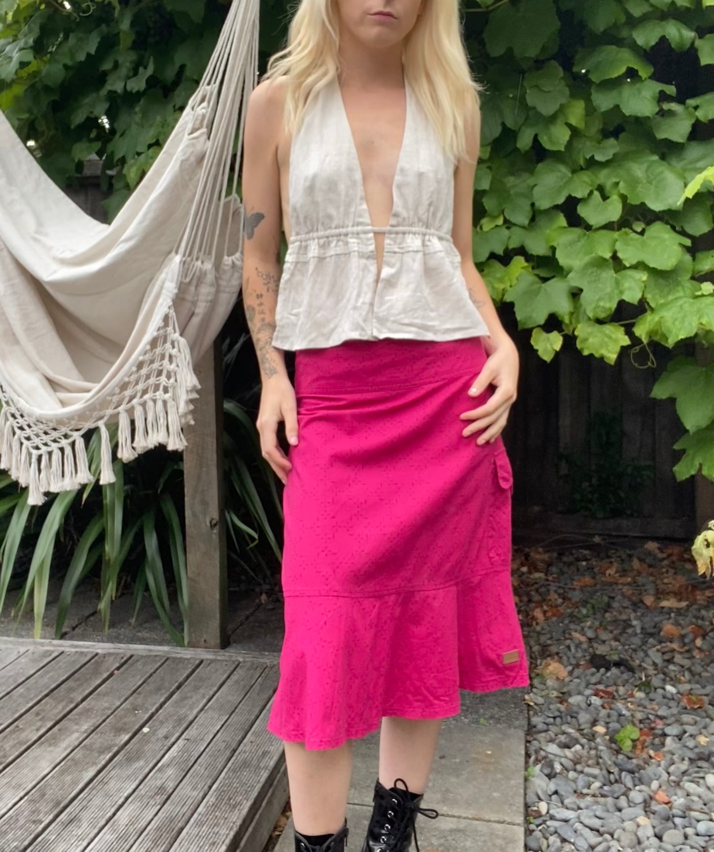 Kathmandu magenta pink midi skirt