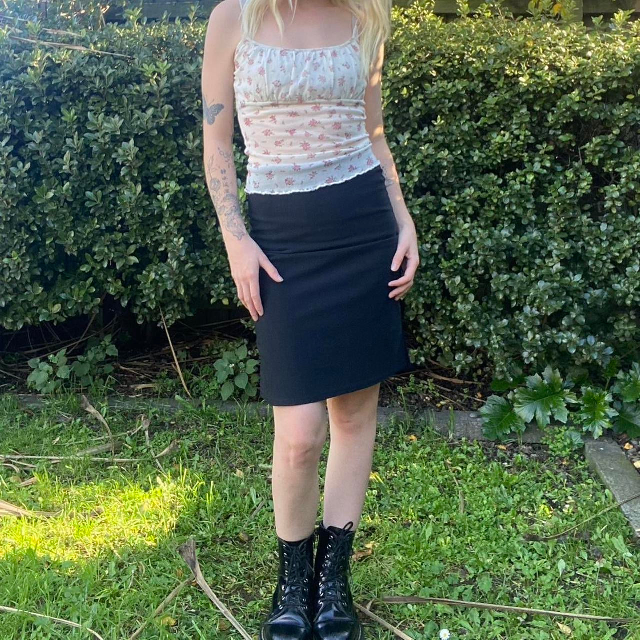 Vintage 90's black bodycon midi skirt