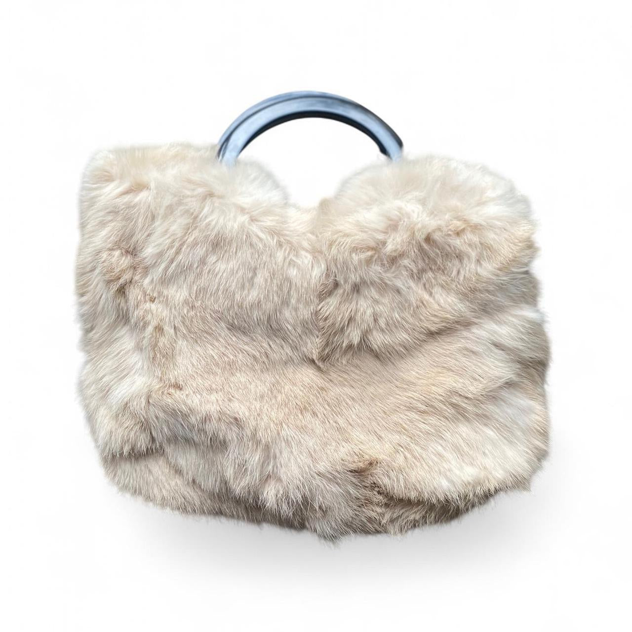 Y2K style Cream fur mini handbag