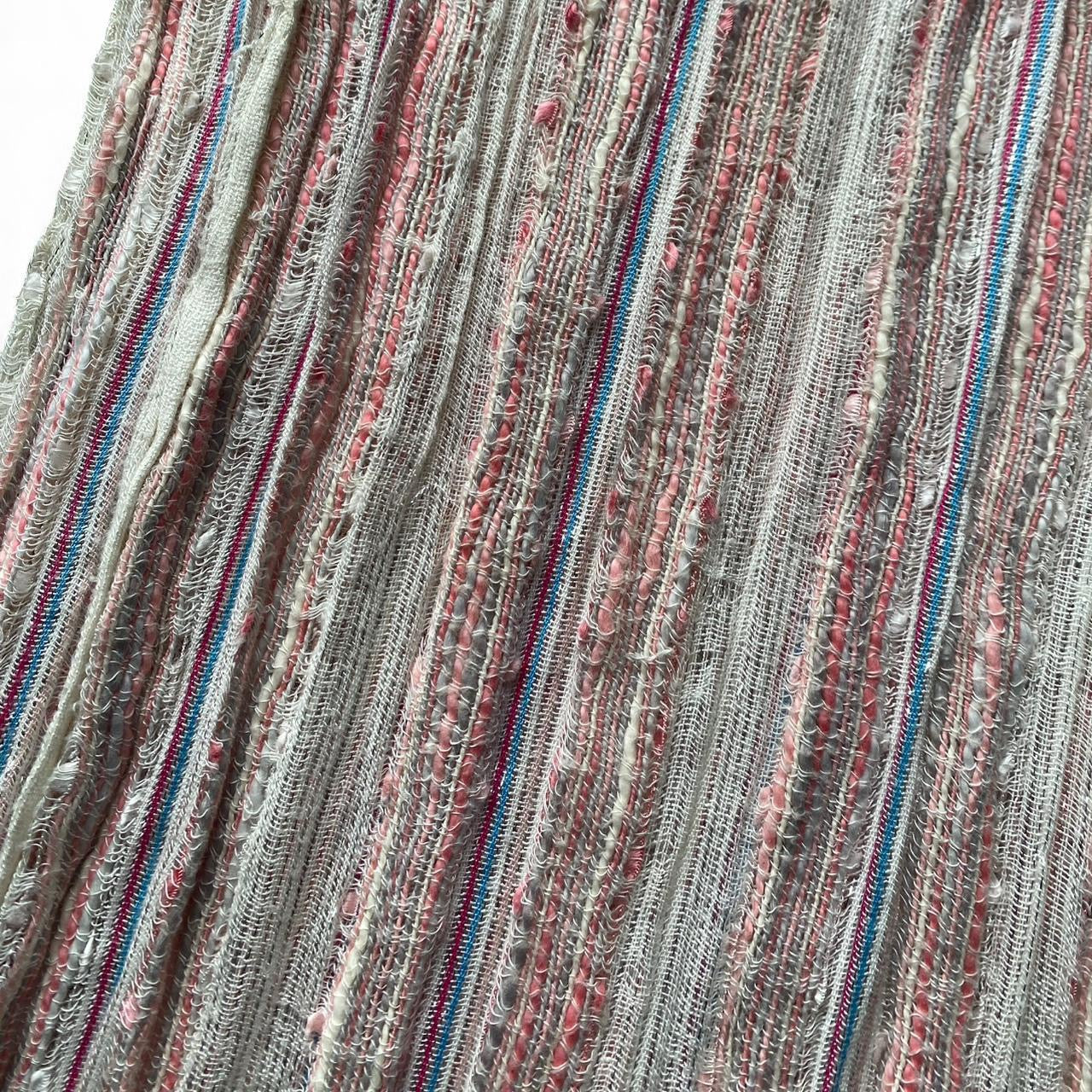 Y2K pastel sparkly striped scarf with fringe
