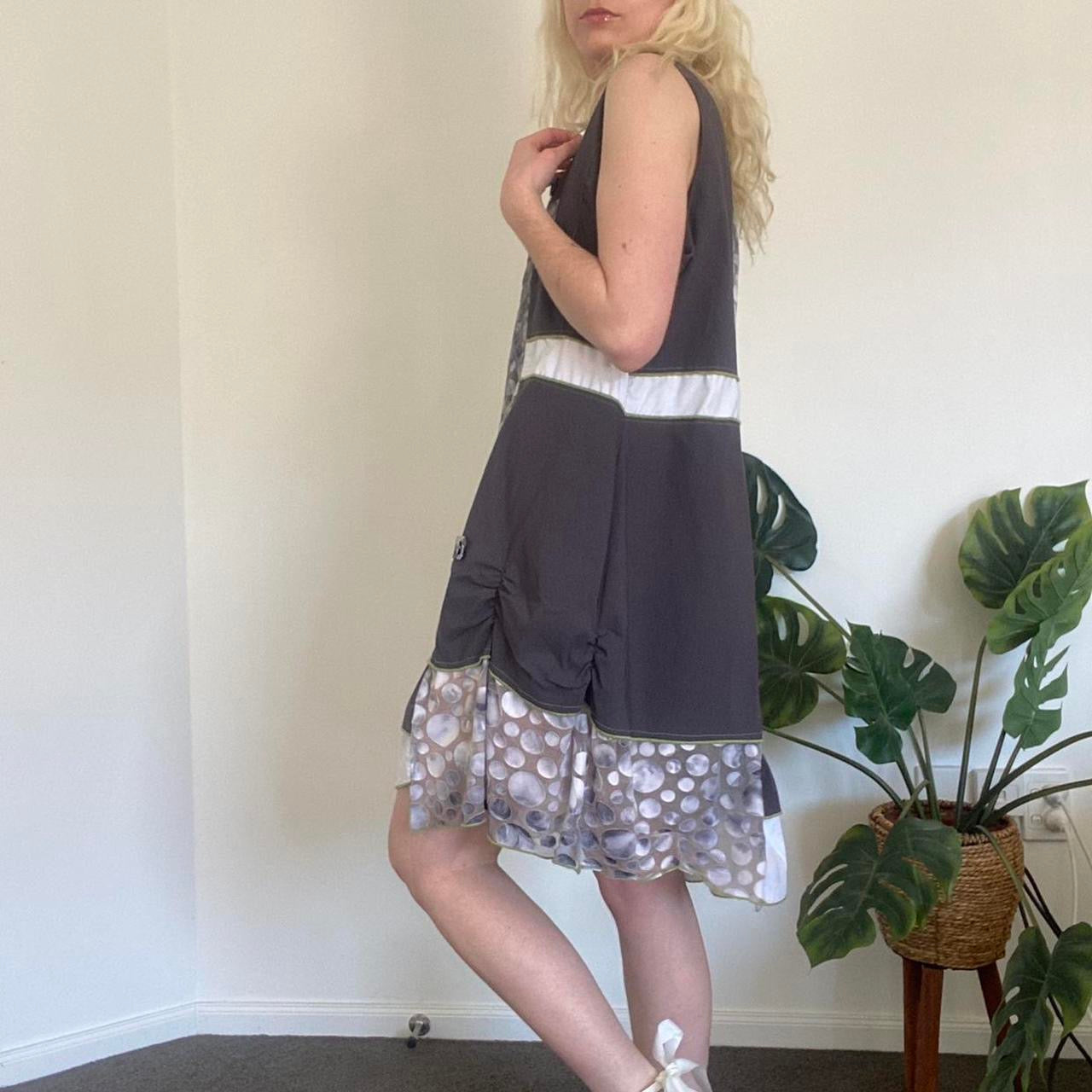 Y2K Grey and white fairy layered frill dress