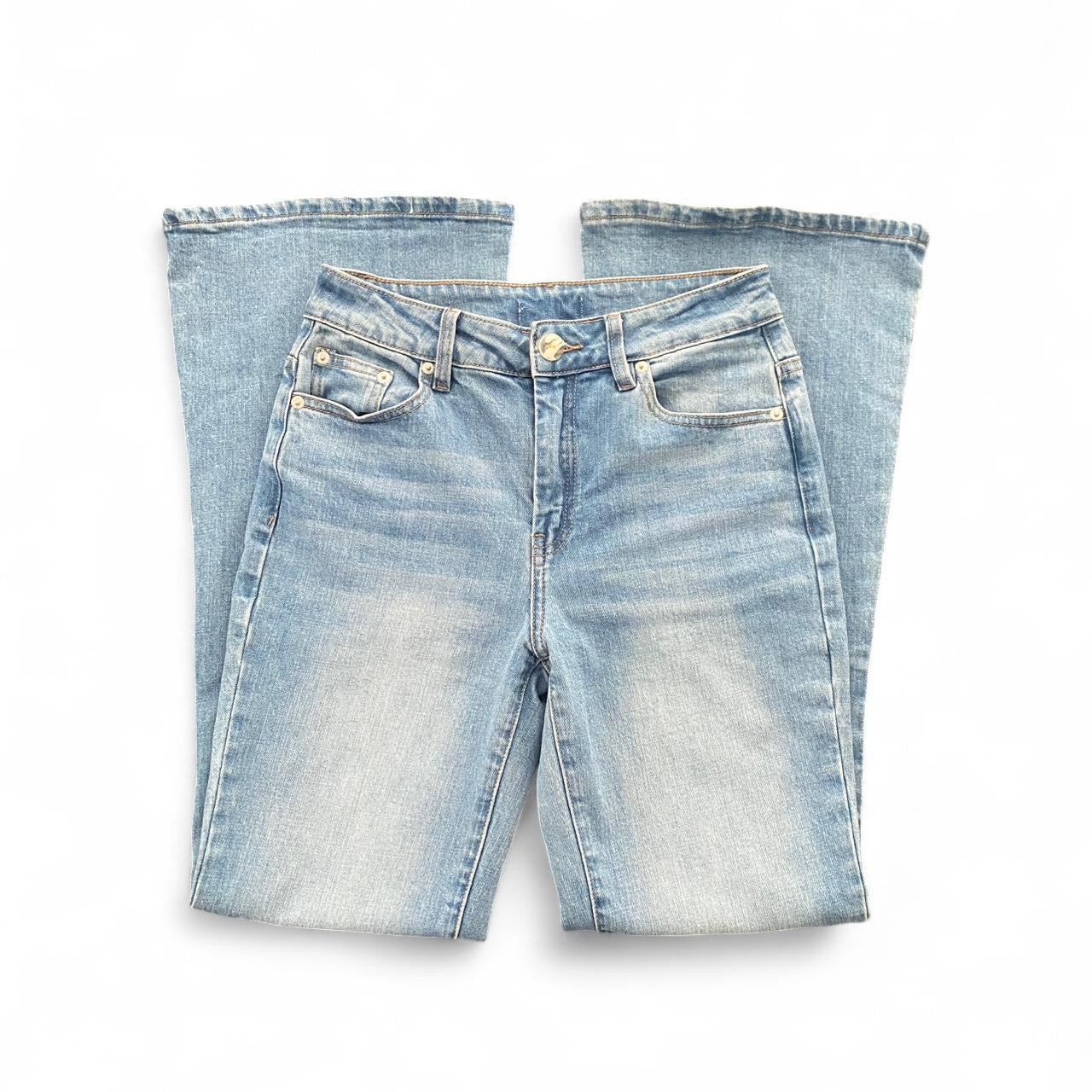 Light blue high waisted flare jeans