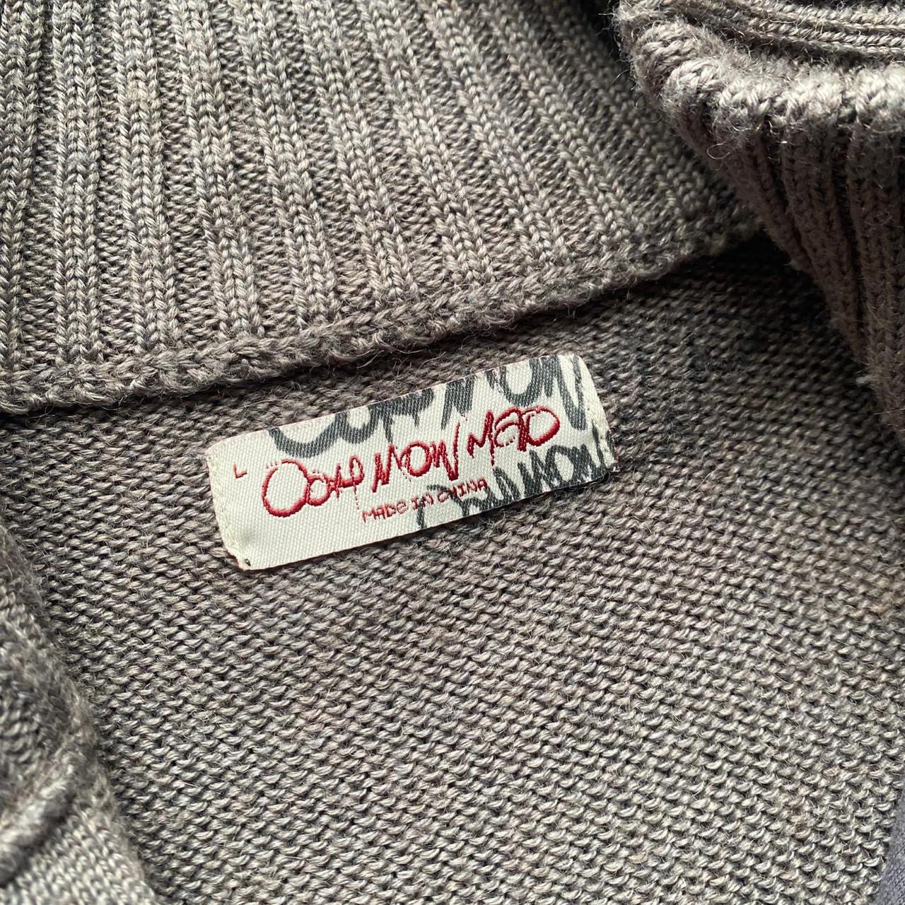 Sick Y2K two toned patchwork grey zip up knit