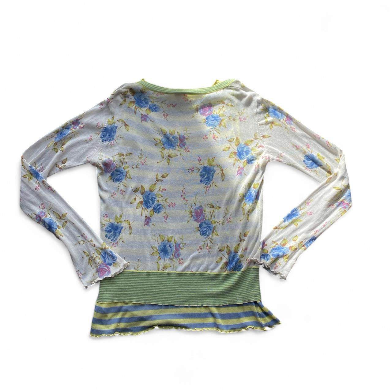 Y2K layered fairy floral top with ruffle hem