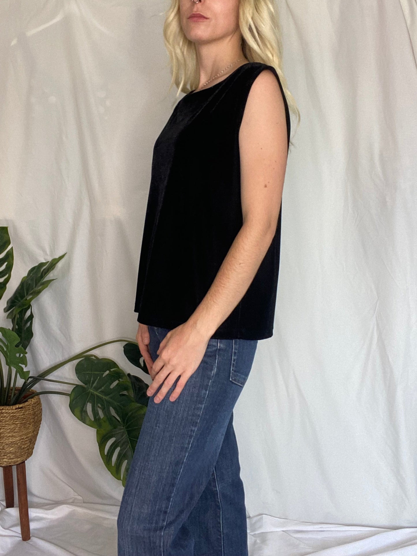 Vintage Velvet Black square neck tank top