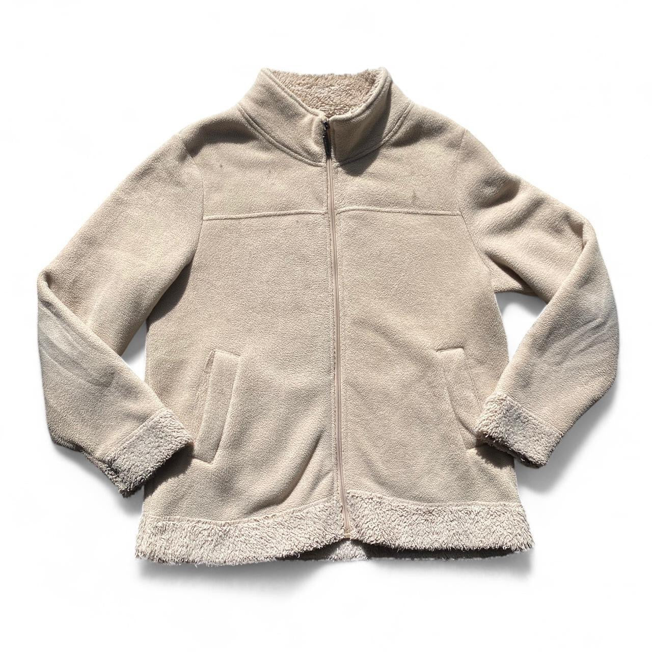 Vintage tan fleece zip up jacket
