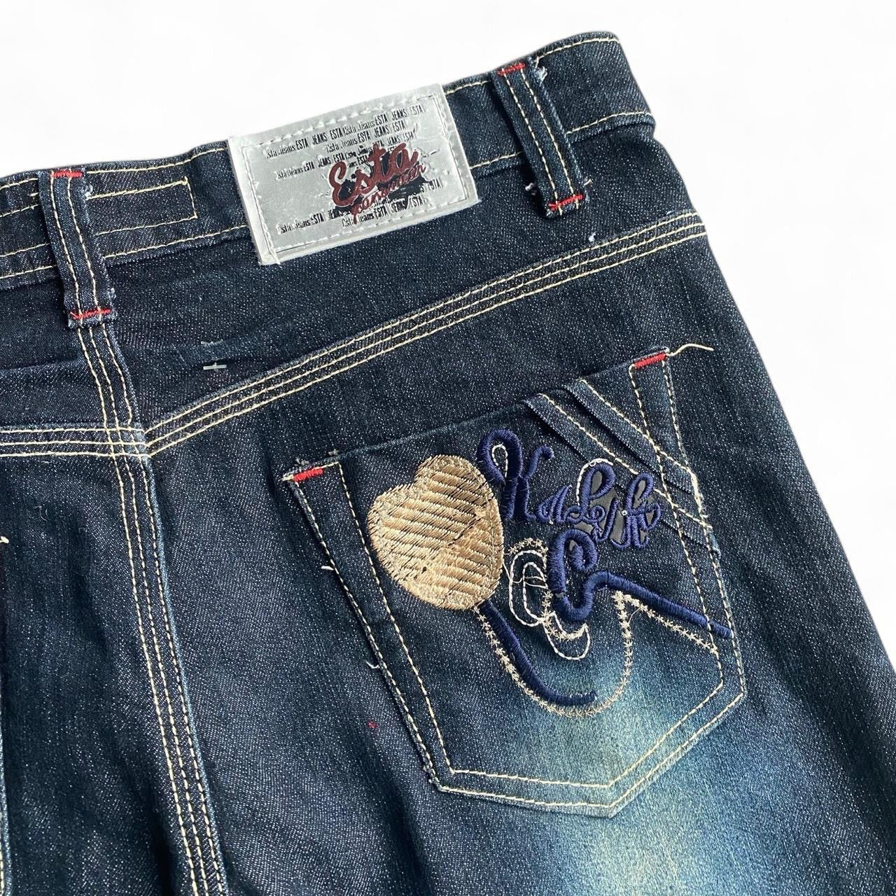 Vintage mid rise denim embroidered 3/4 jeans
