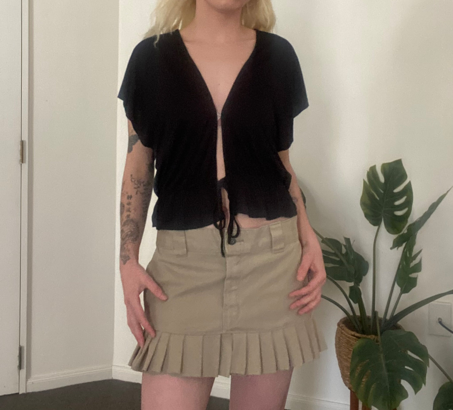 Black Hot Options cardigan with tie front detail