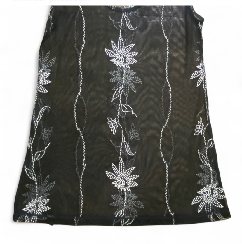 Vintage 90s style mesh embroidered Top