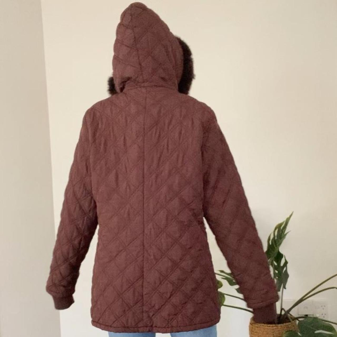 Cutest Brown quilted coat with hood and fur trim!