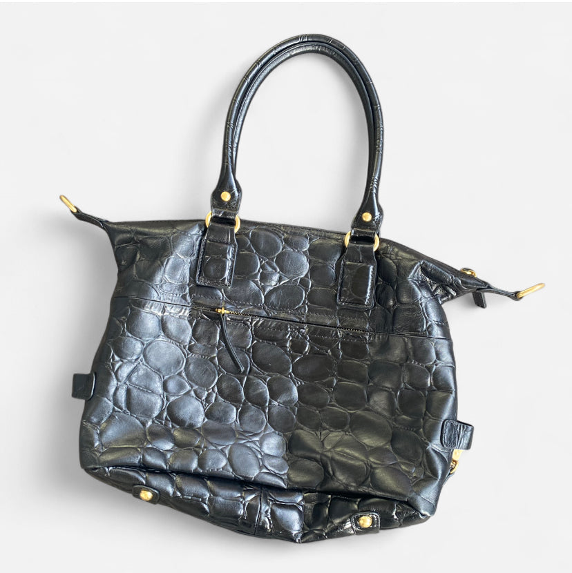 Beautiful Y2K style chunky Black leather handbag