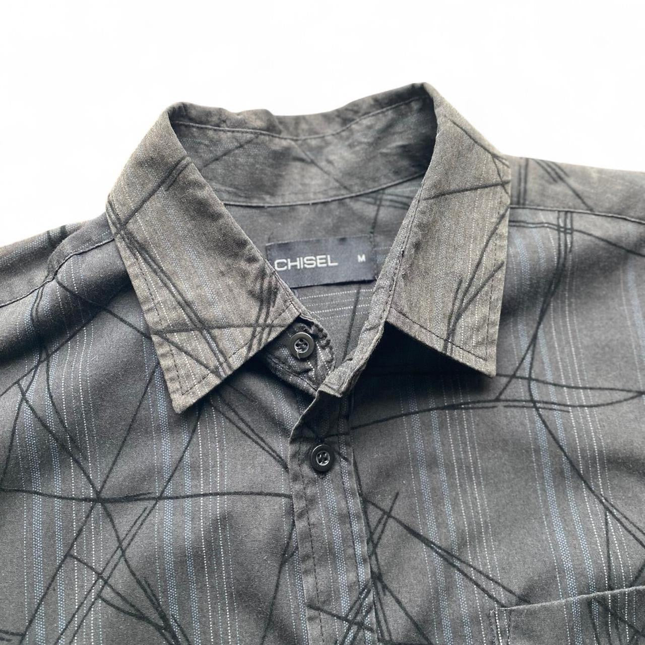 Y2K dark grey pinstripe button up shirt