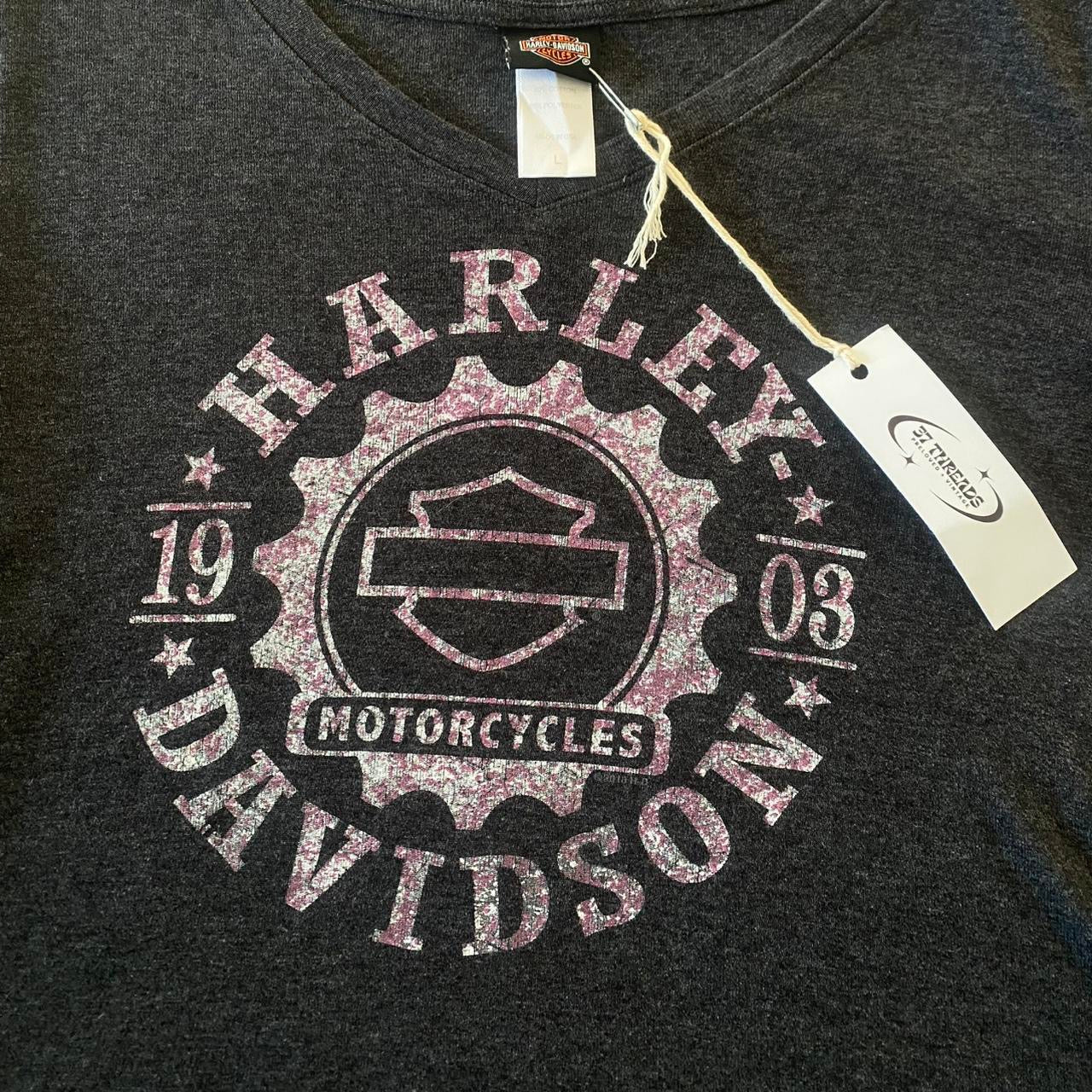 Vintage Grey/pink Harley Davidson long sleeve top