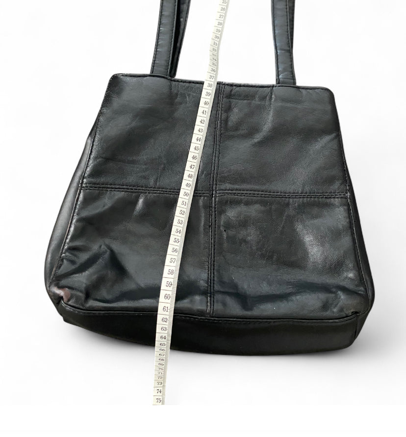90s Black Leather patchwork shoulder bag