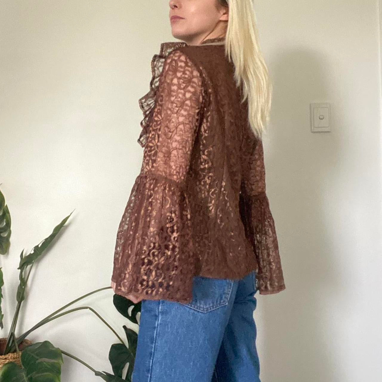 Vintage brown lace blouse