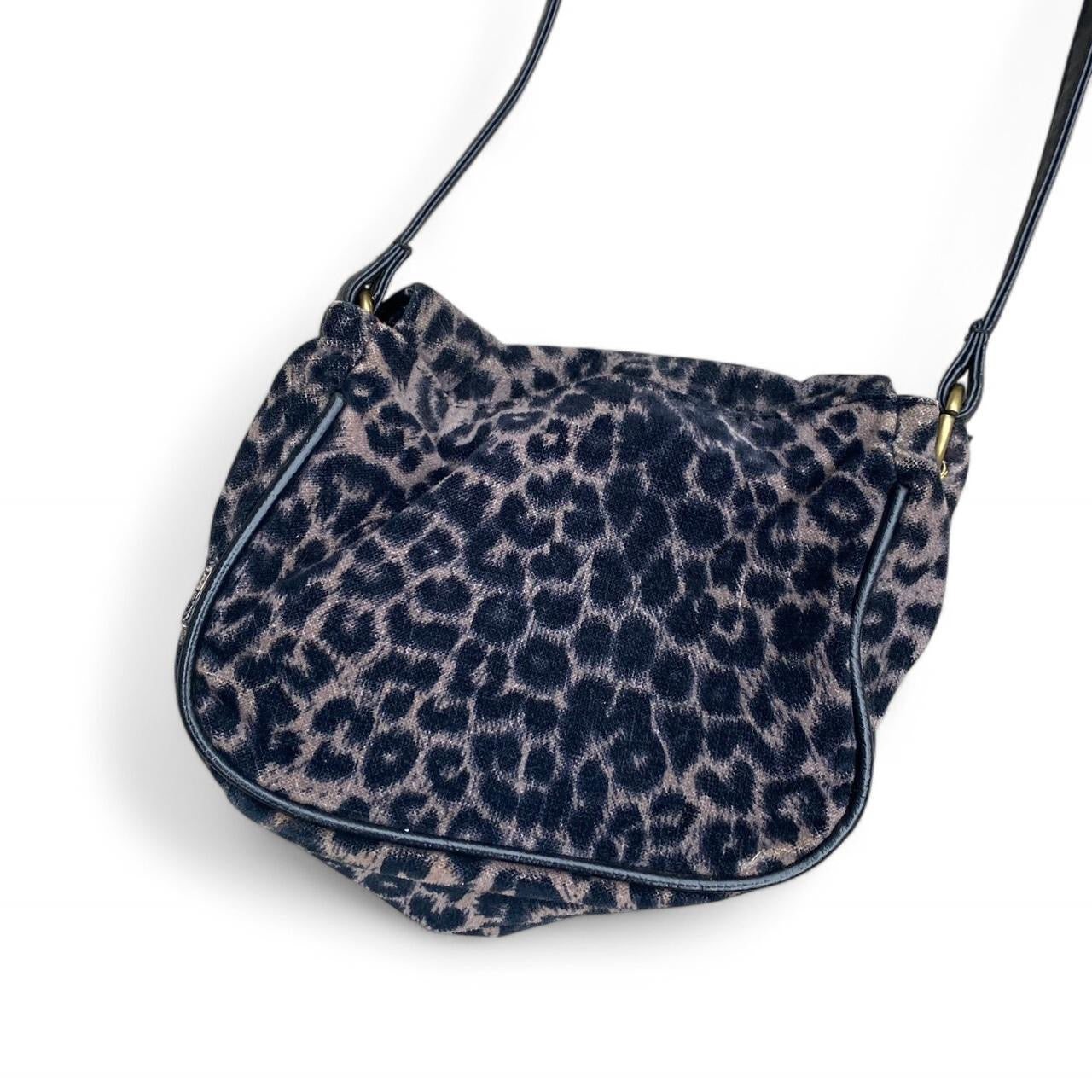 Cute black/Brown Velvet Leopard print mini shoulder bag